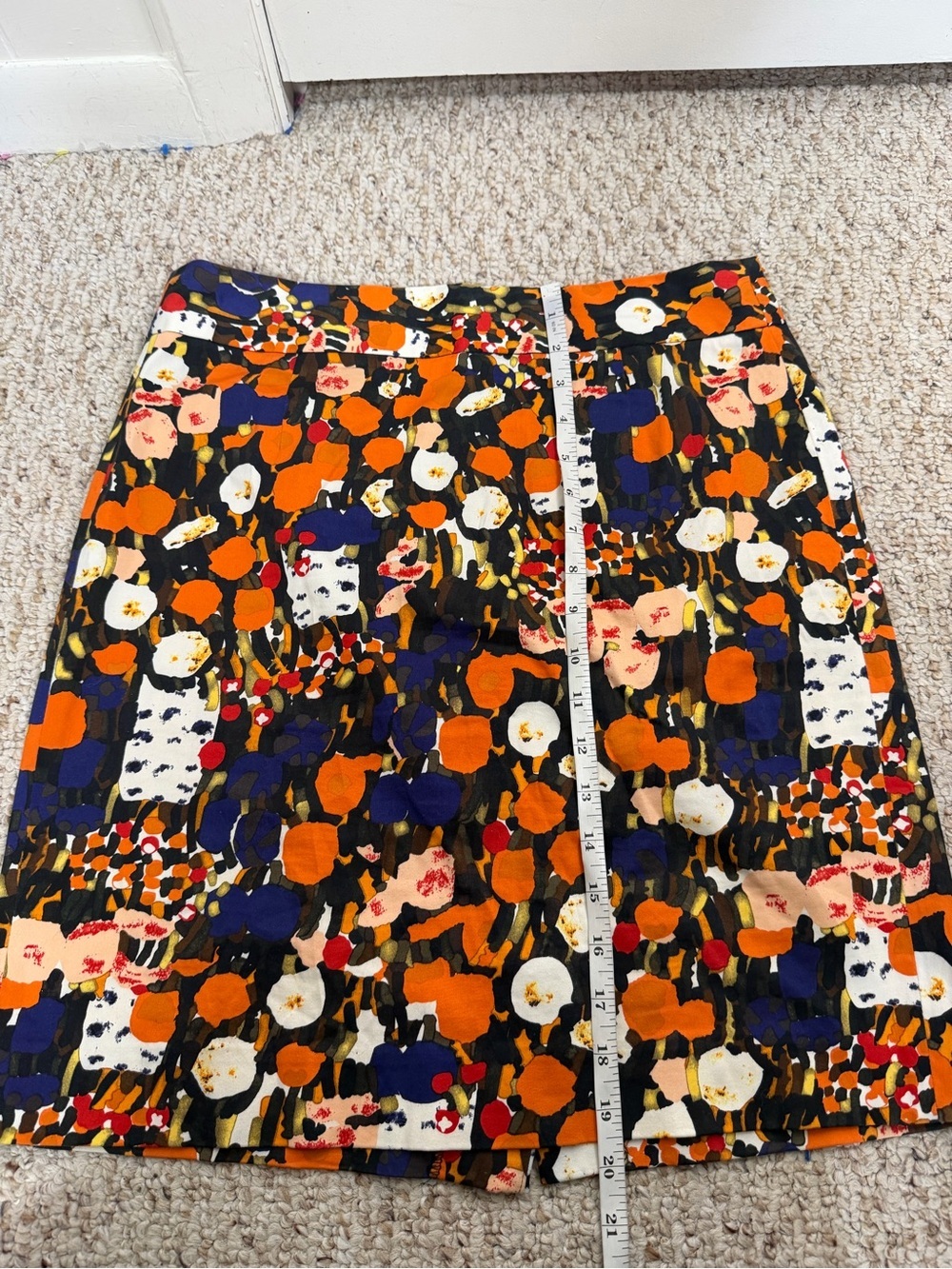 J. Crew Abstract Paisley Floral Mini Skirt in Black, Orange, Navy & Cream size 8 - Picture 4 of 4